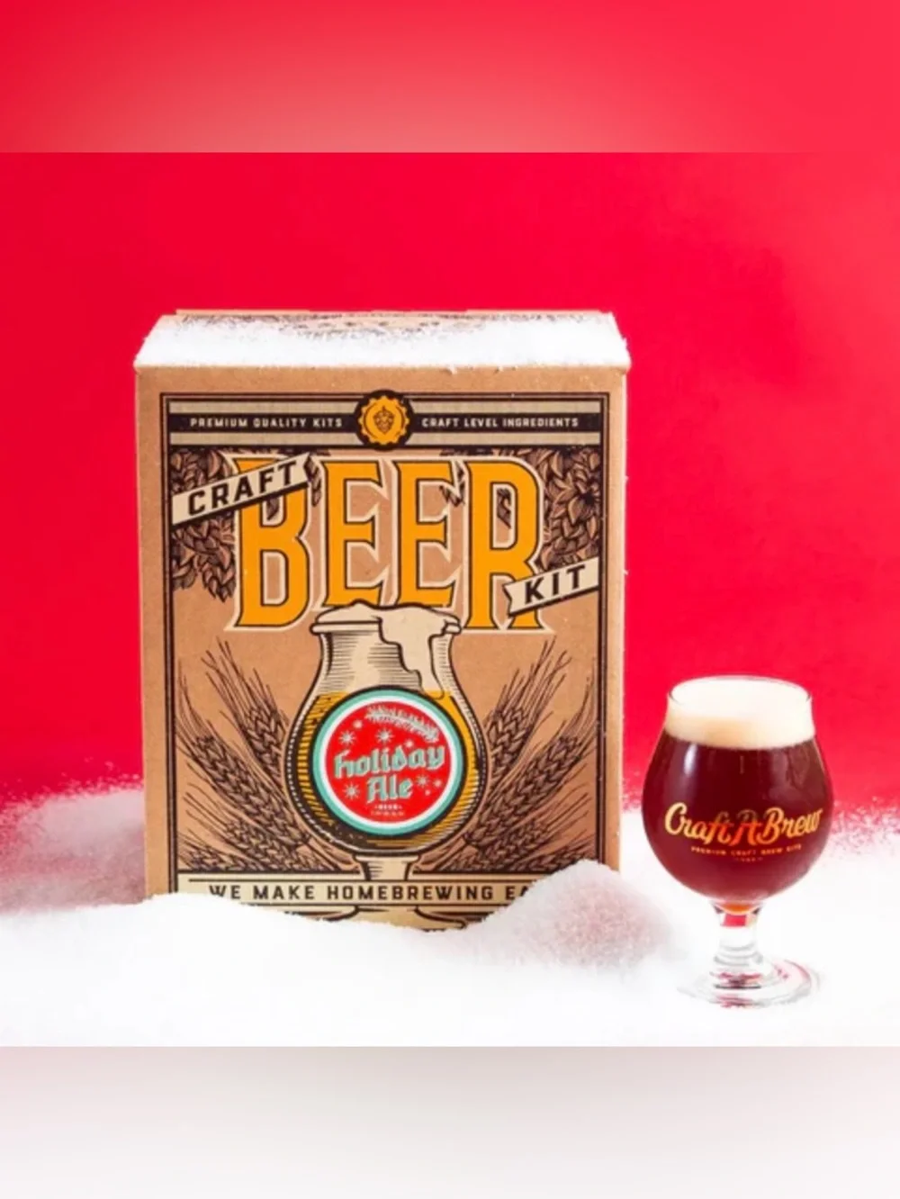 Craft Beer Kit Holiday Ale - Brown & Yellow Rustic Packaging- NWT!